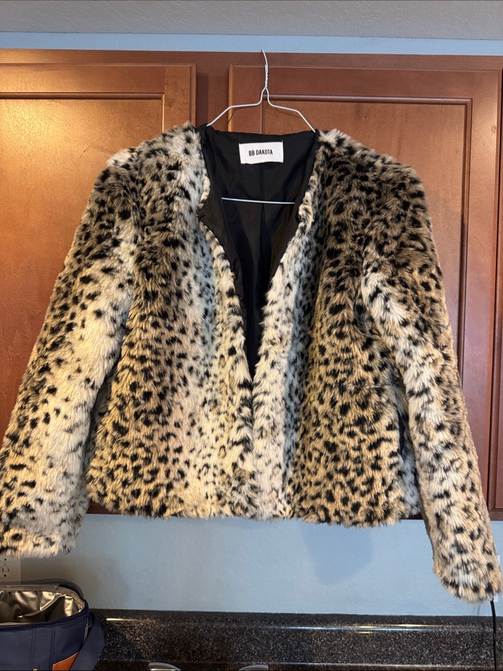 BB Dakota Leopard-Print Faux Fur Jacket - Cream, Black